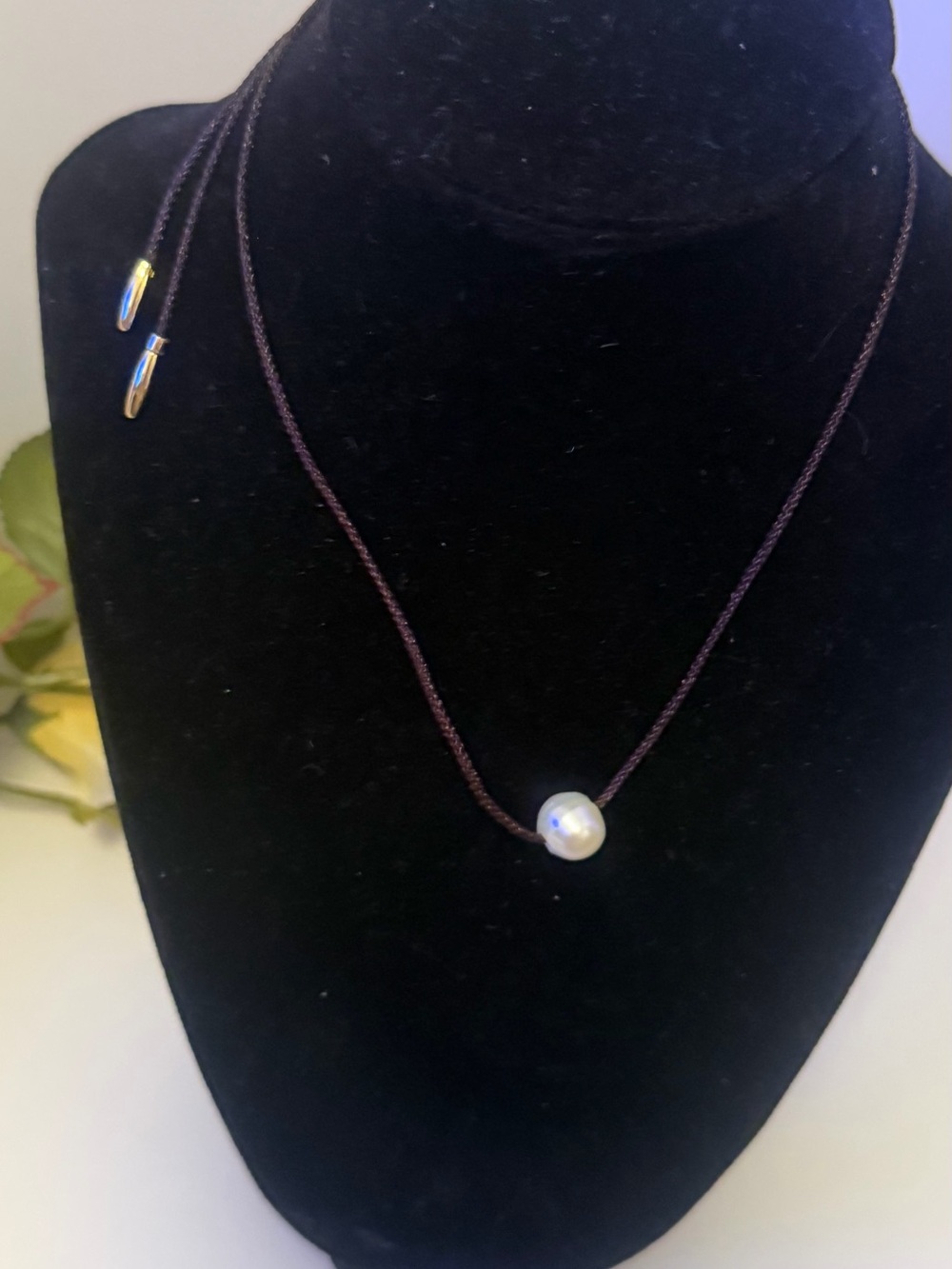 Roxanne Assoulin Brown Cord Pearl Choker Necklace - Picture 6 of 12